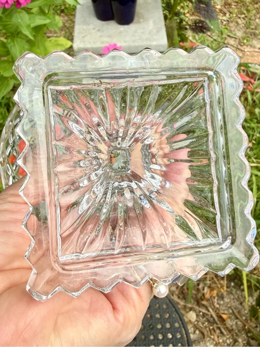 Vintage 24% Lead Crystal Rose Bowl Vase with Pedestal “Astor” Pattern - EUC